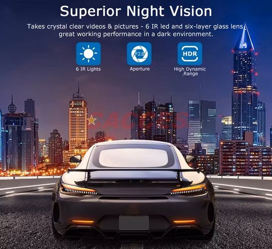 ダッシュカム 4K 5g WiFi 2160p GPS ダッシュカメラ、カーカメラダッシュカムデュアルレコーダー、APP 付き車用ダッシュカム、G